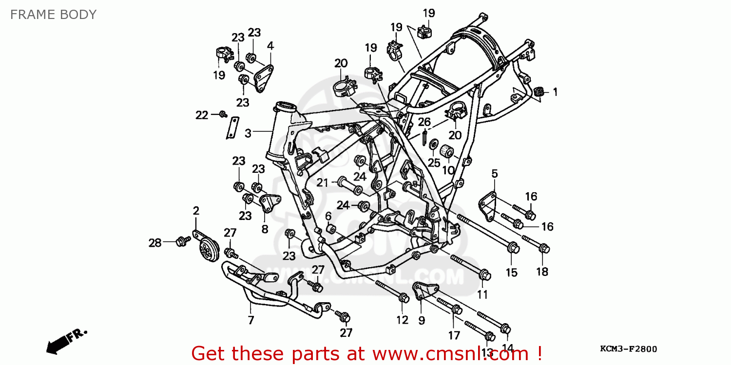 Honda XLR125R 1998 (W) ENGLAND / MKH FRAME BODY - buy FRAME BODY spares