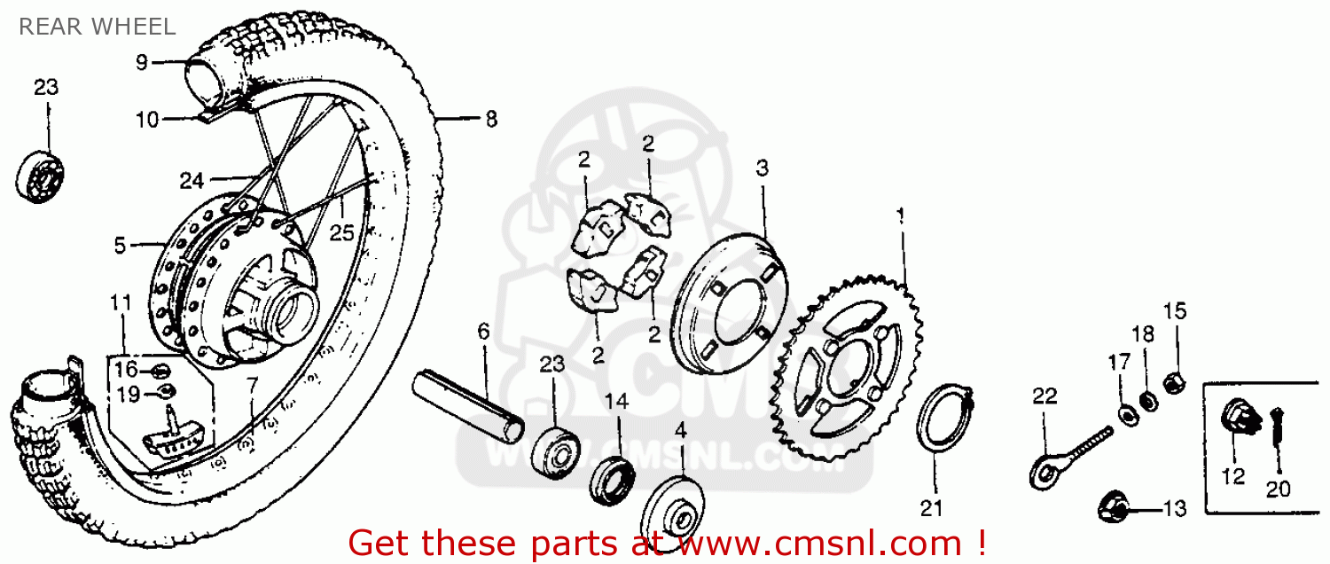 Honda XR100 1982 C USA REAR WHEEL buy REAR WHEEL spares online