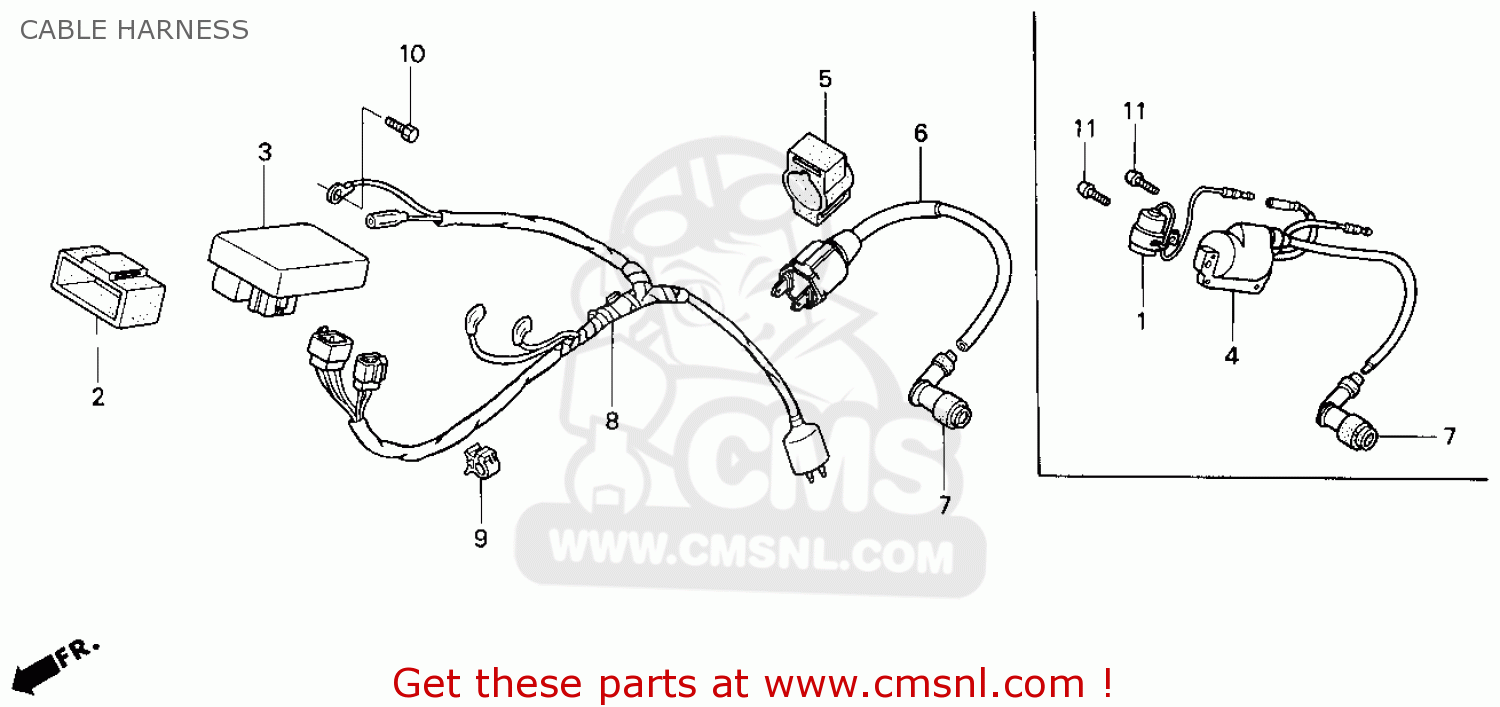 Honda XR100R 1986 (G) USA CABLE HARNESS - buy CABLE HARNESS spares online