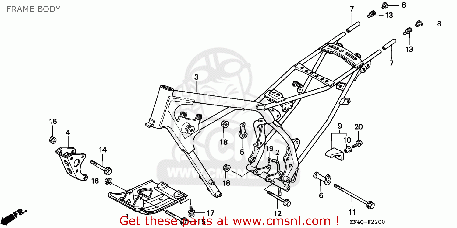 Honda XR100R 1994 (R) CANADA REF FRAME BODY - buy FRAME BODY spares online