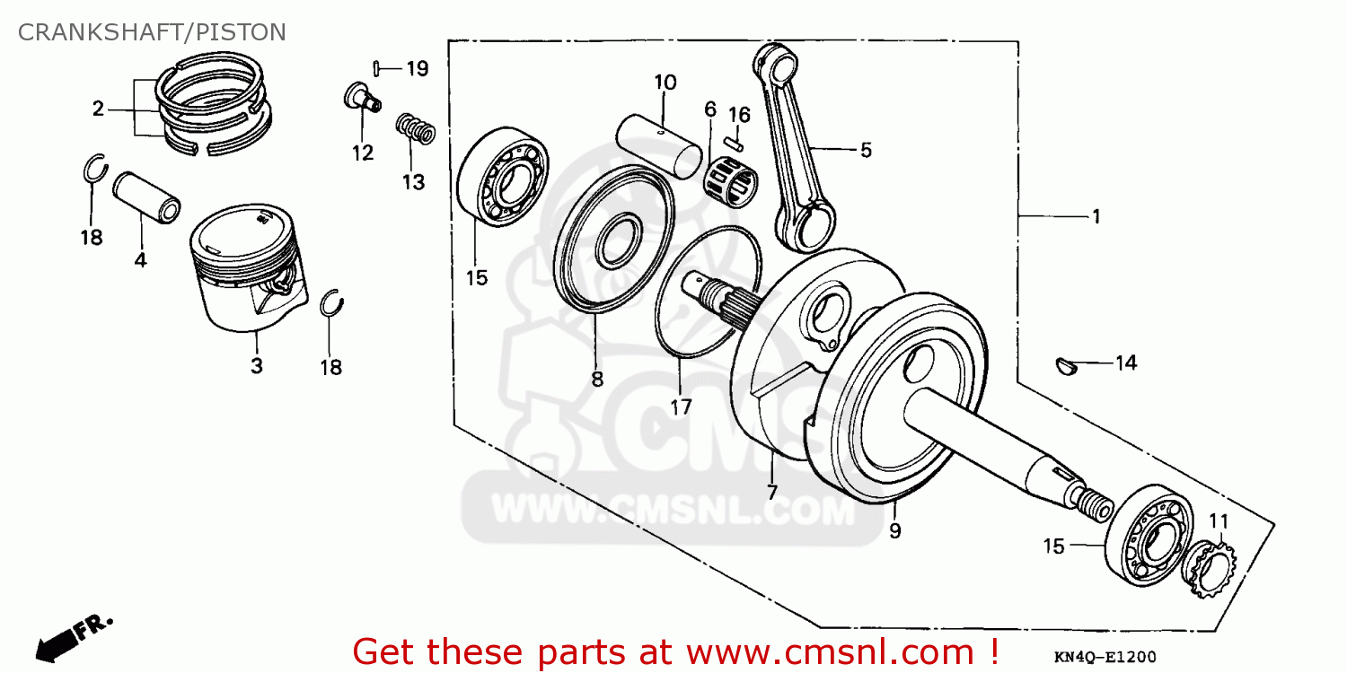 Honda XR100R 1995 (S) CANADA REF CRANKSHAFT/PISTON buy CRANKSHAFT