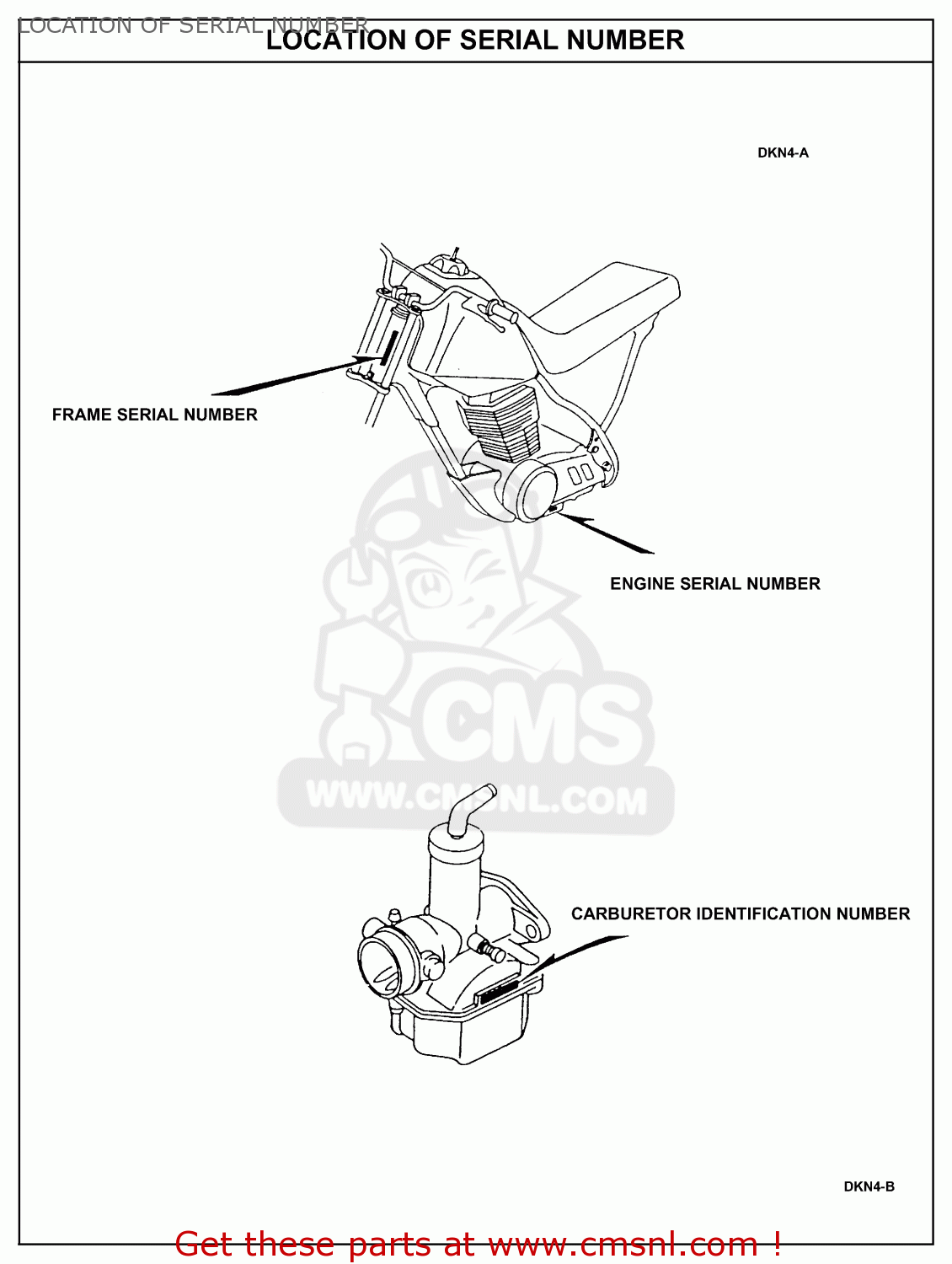 Honda XR100R 1999 (X) USA LOCATION OF SERIAL NUMBER buy LOCATION OF