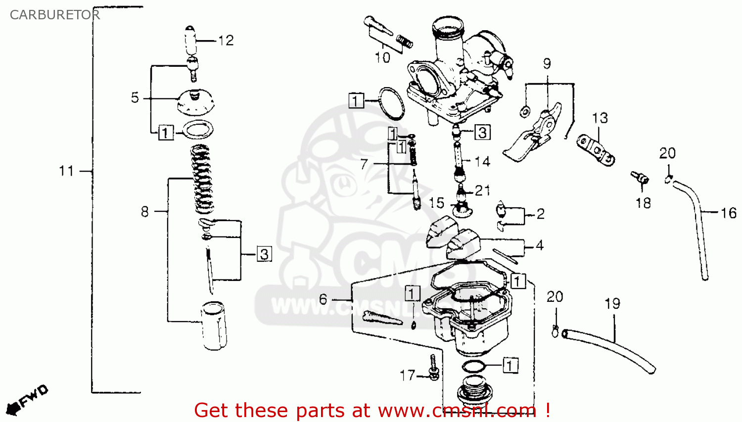 Honda Xr185 Usa Carburetor - schematic partsfiche