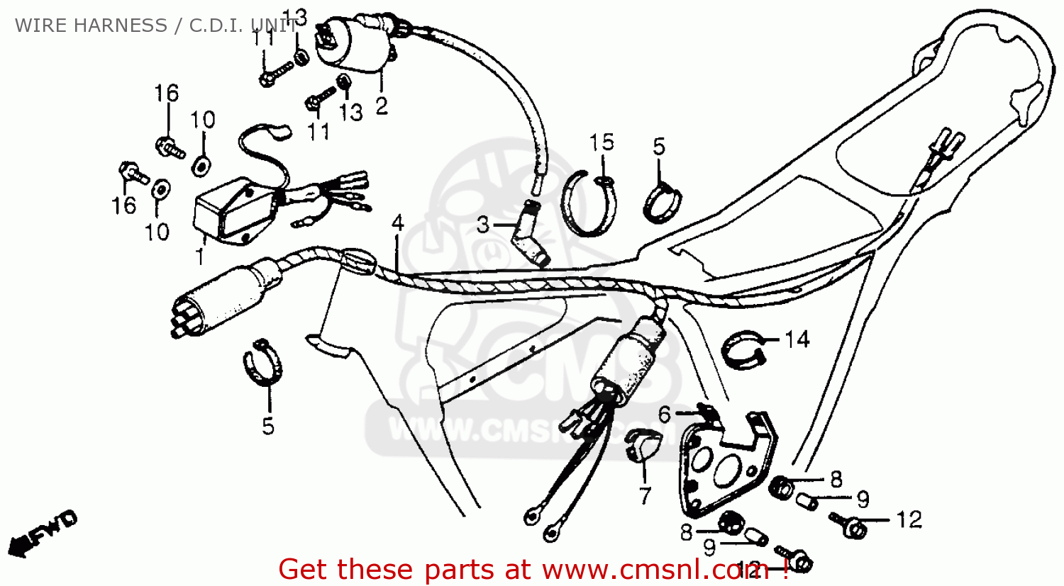 Honda XR200R 1982 (C) USA WIRE HARNESS / C.D.I. UNIT - buy ... 1984 honda xr200 wiring diagrams 