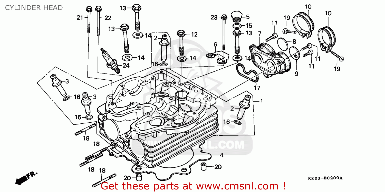 Honda XR200R 1984 (E) CANADA / CMF CYLINDER HEAD - buy CYLINDER HEAD ...