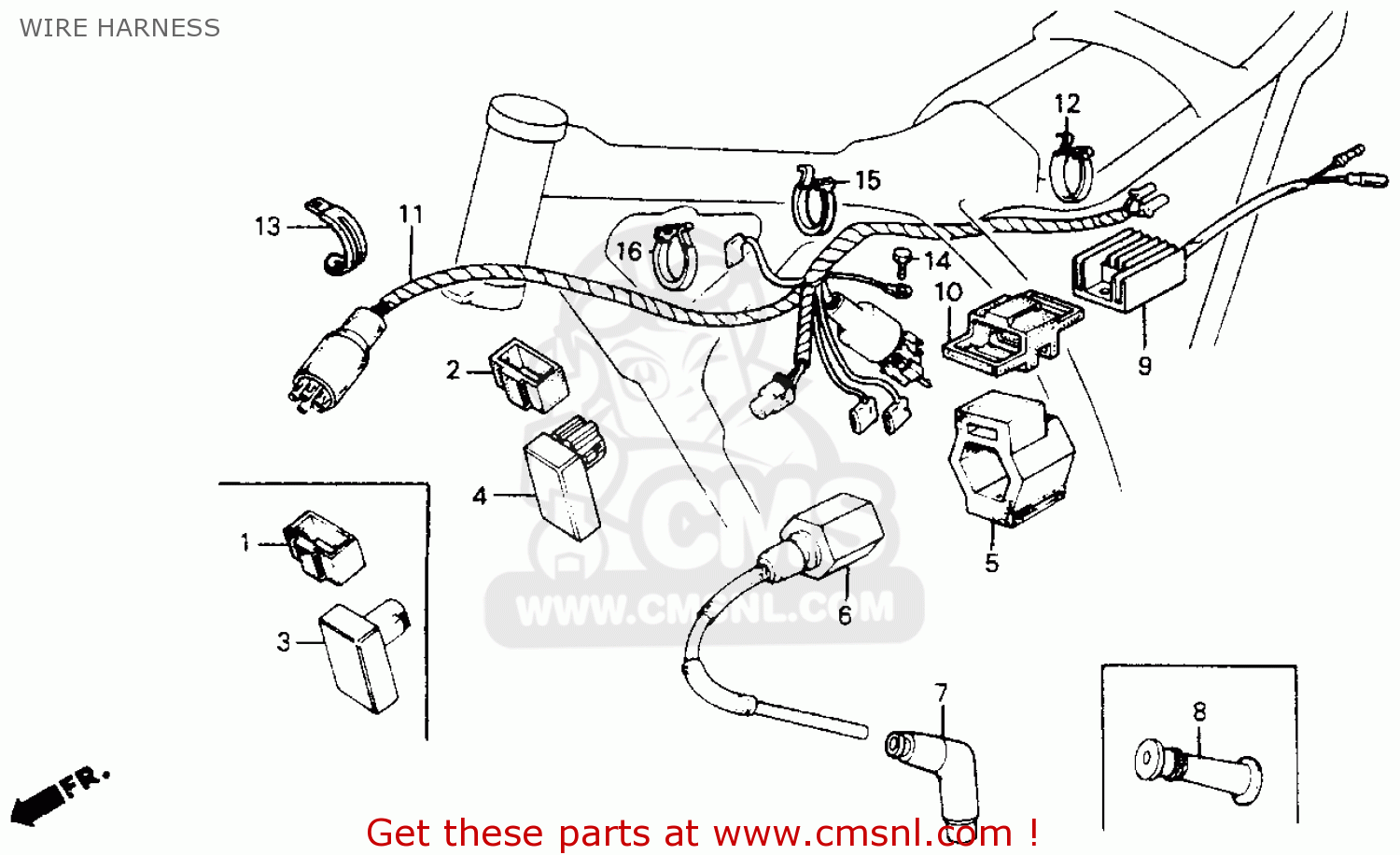 Honda XR200R 1986 (G) USA WIRE HARNESS - buy WIRE HARNESS spares online