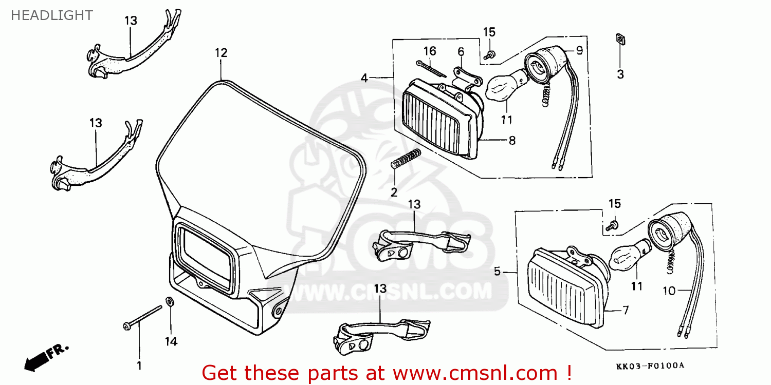 Honda XR200R 1990 (L) GENERAL EXPORT / KPH HEADLIGHT - buy HEADLIGHT ...