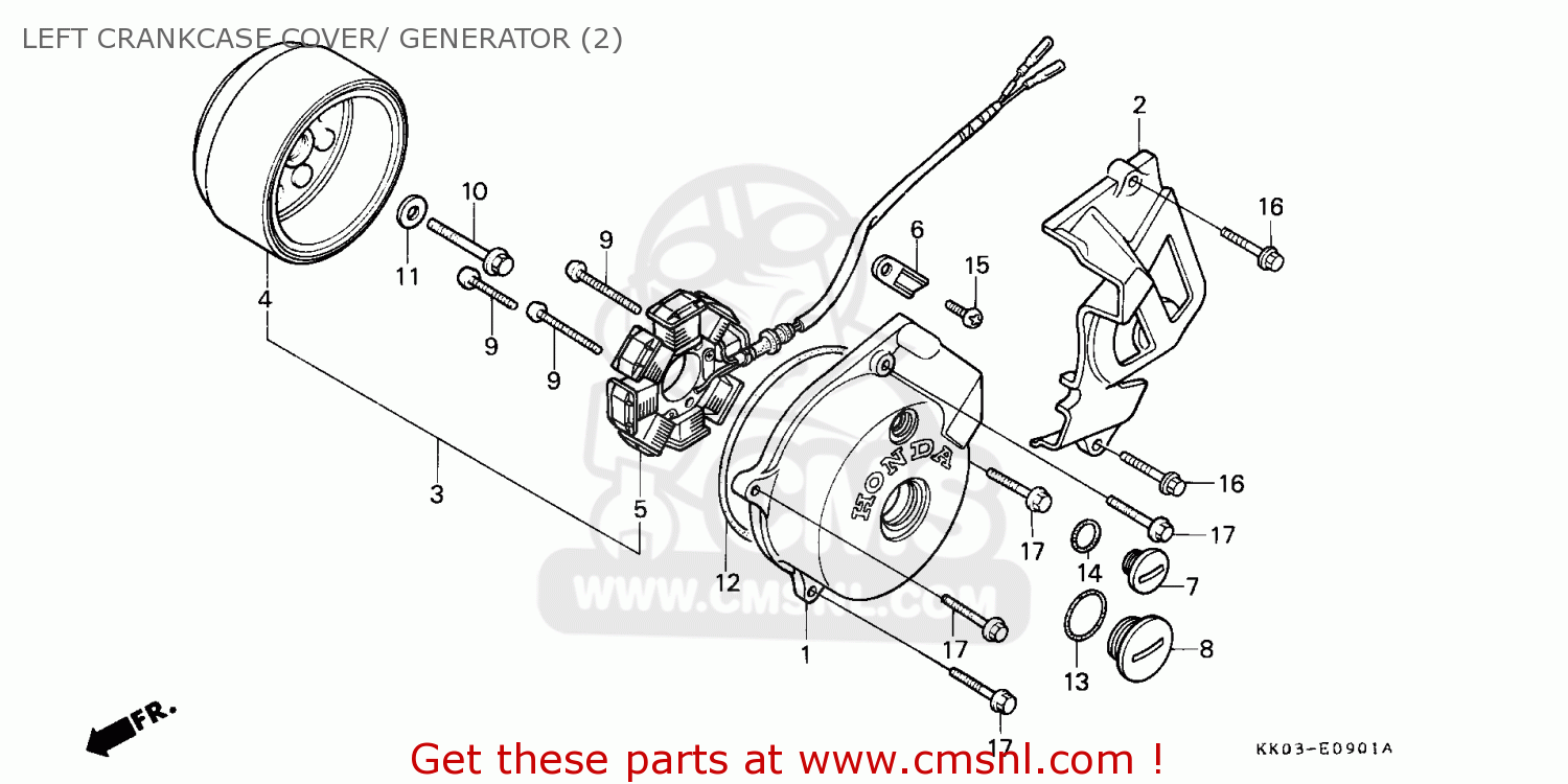 Honda XR200R 1990 (L) GENERAL EXPORT / KPH LEFT CRANKCASE COVER ...