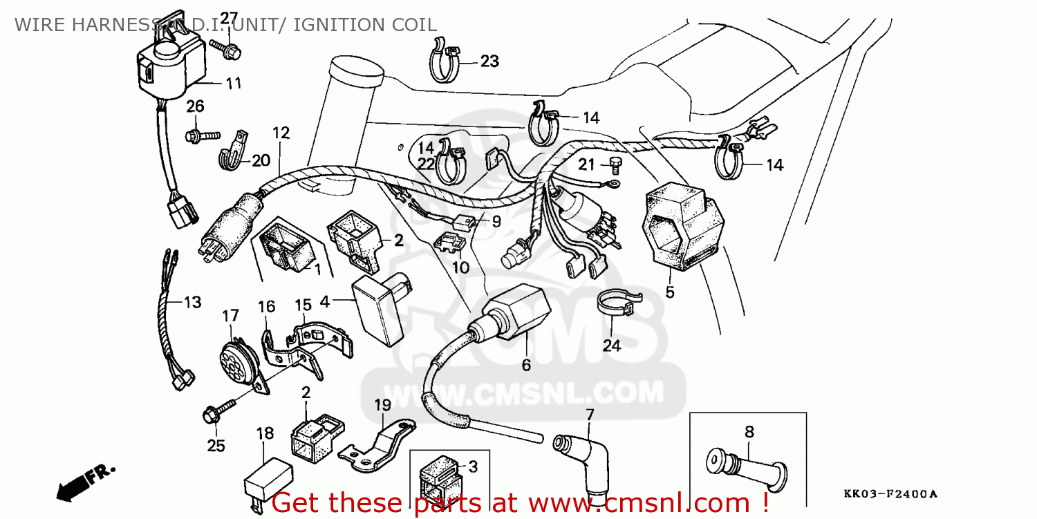 Honda XR200R 1990 (L) GENERAL EXPORT / KPH WIRE HARNESS/C ... zx9r wiring harness 