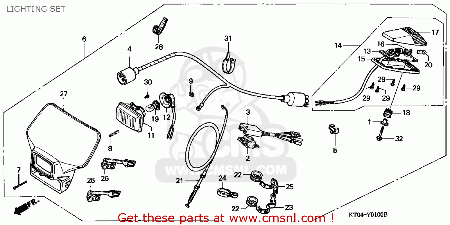 Honda XR200R 1995 (S) USA LIGHTING SET buy LIGHTING SET spares online