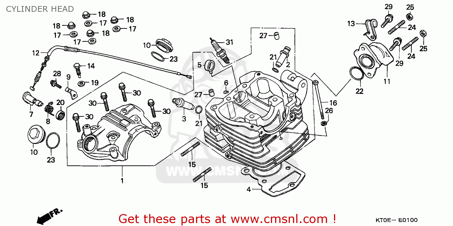 Honda XR200R 2002 (2) CANADA CYLINDER HEAD buy CYLINDER HEAD spares
