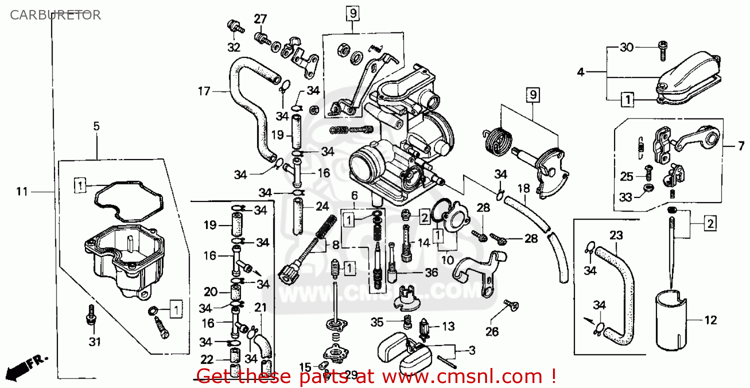 Honda Xr250l 1991 (m) Usa Carburetor - schematic partsfiche