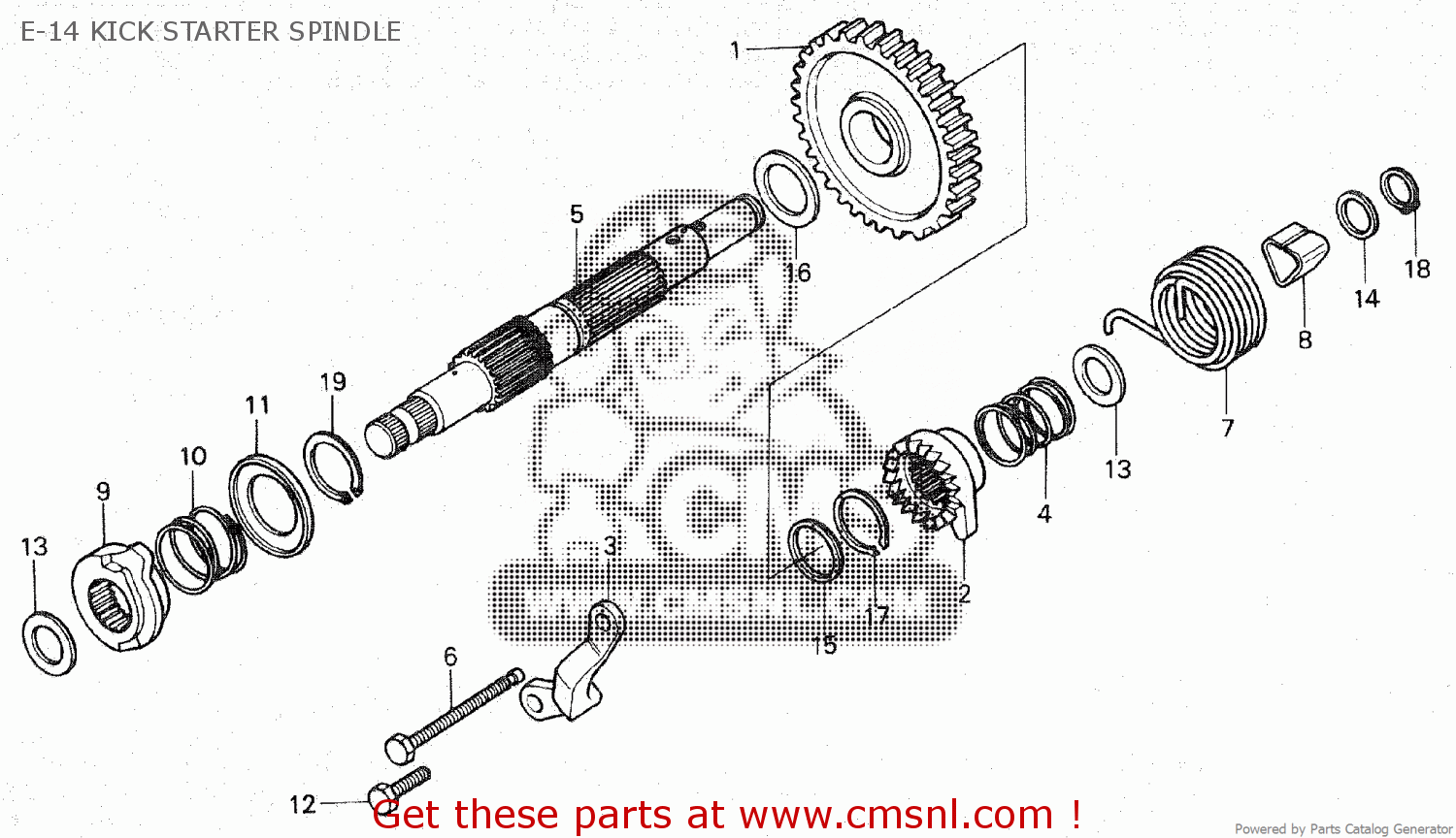 Honda XR250R 1981 (B) E-14 KICK STARTER SPINDLE - buy E-14 KICK STARTER ...