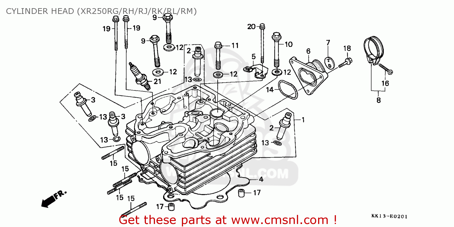 Honda XR250R 1986 (G) AUSTRALIA CYLINDER HEAD (XR250RG/RH/RJ/RK/RL/RM ...