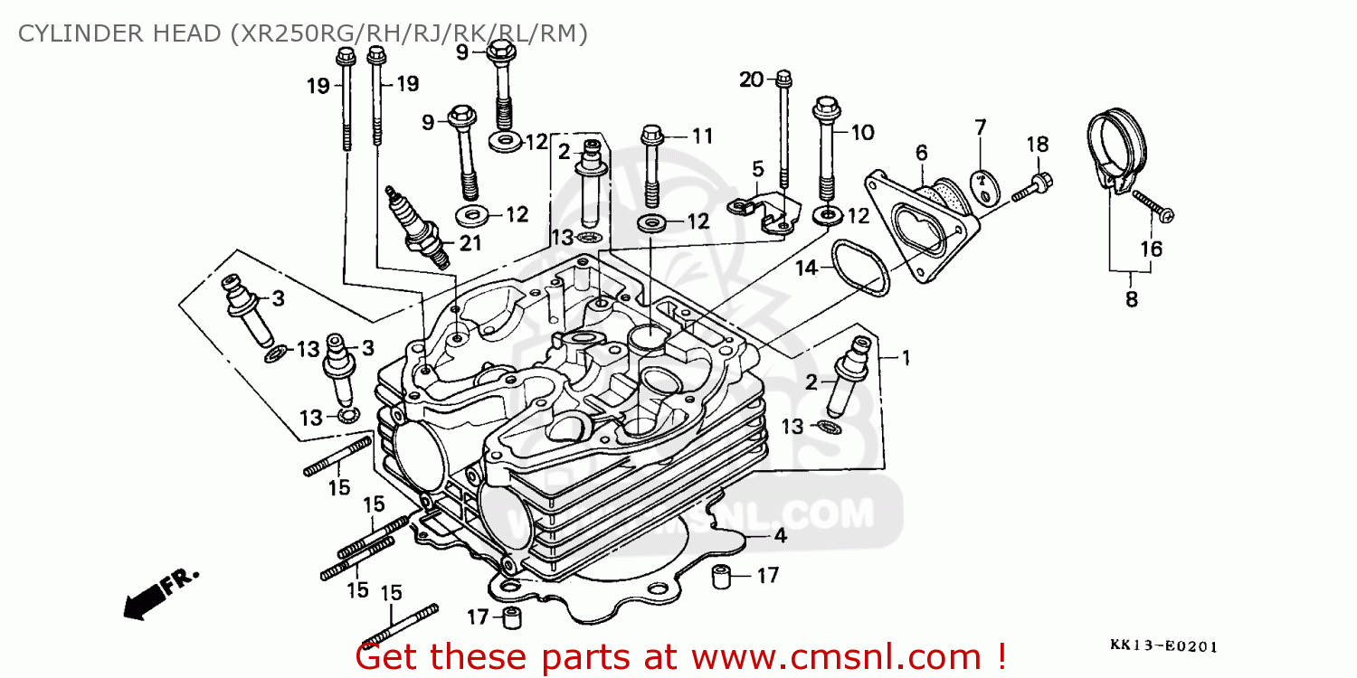 Honda XR250R 1986 (G) BELGIUM / CMF CYLINDER HEAD (XR250RG/RH/RJ/RK/RL ...