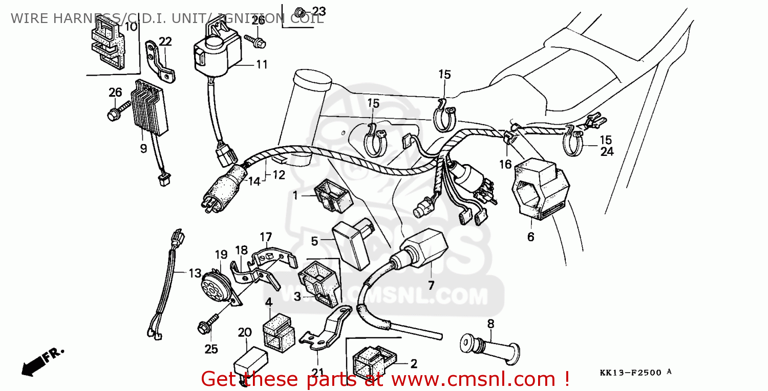 Honda XR250R 1988 (J) CANADA / CMF WIRE HARNESS/C.D.I. UNIT/ IGNITION