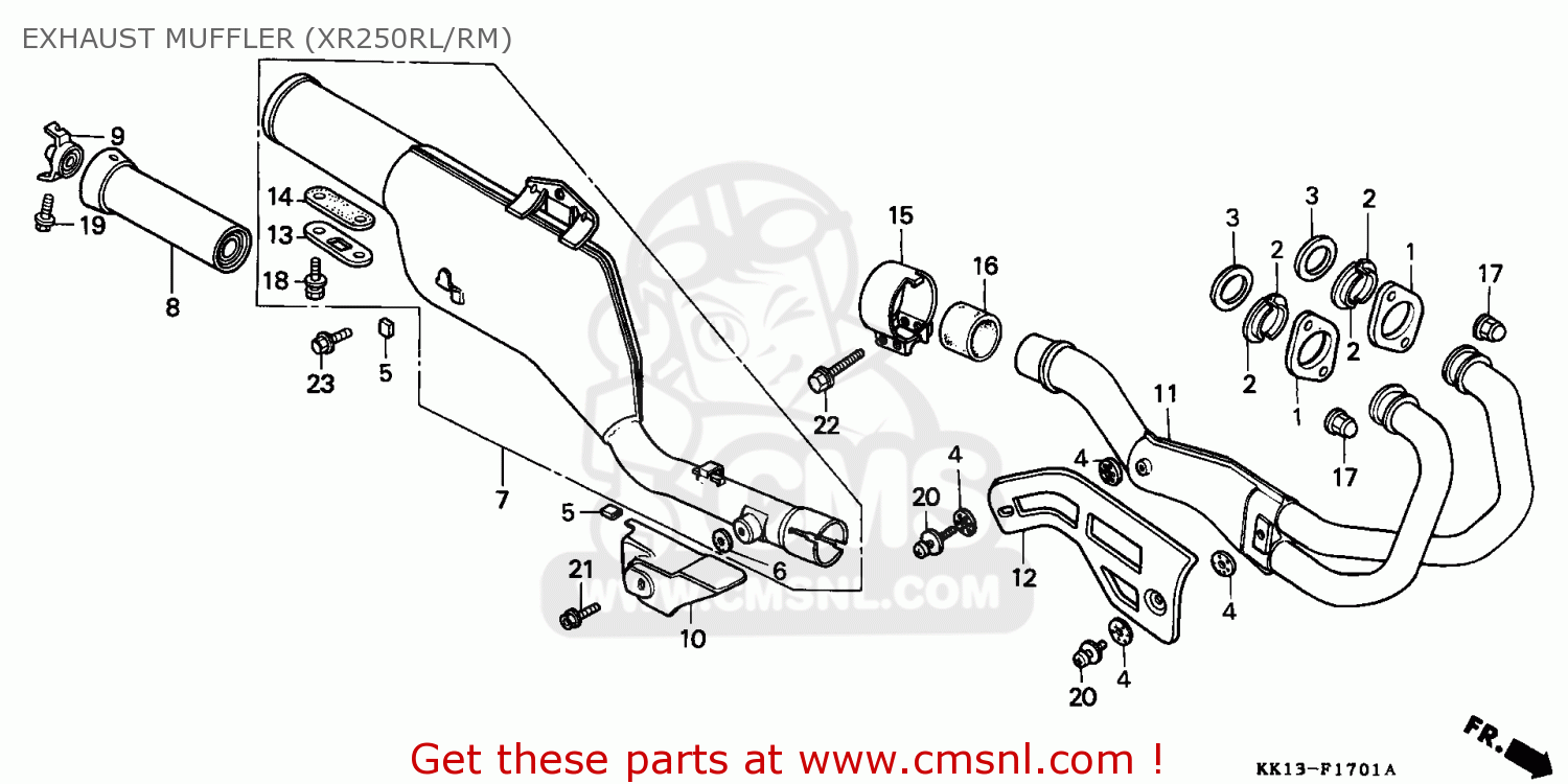 Honda XR250R 1991 (M) AUSTRALIA EXHAUST MUFFLER (XR250RL/RM) buy EXHAUST MUFFLER (XR250RL/RM
