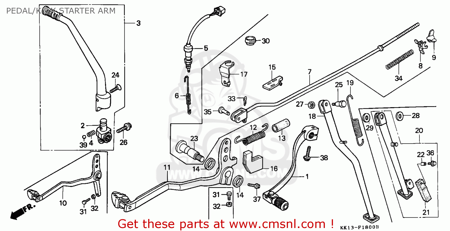 Honda XR250R 1991 (M) EUROPEAN DIRECT SALES PEDAL/KICK STARTER ARM