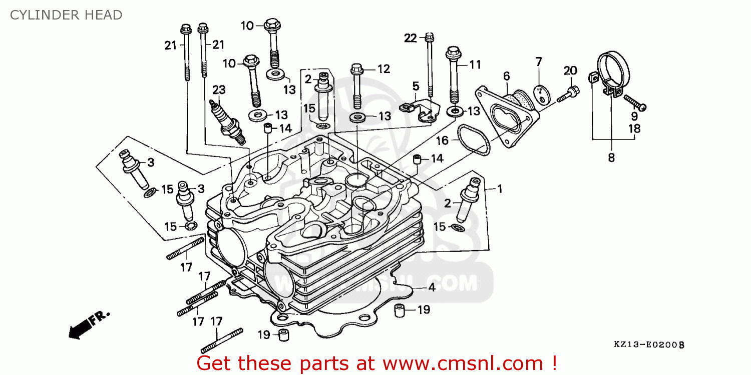 Honda XR250R 1992 (N) BELGIUM CYLINDER HEAD - buy CYLINDER HEAD spares ...