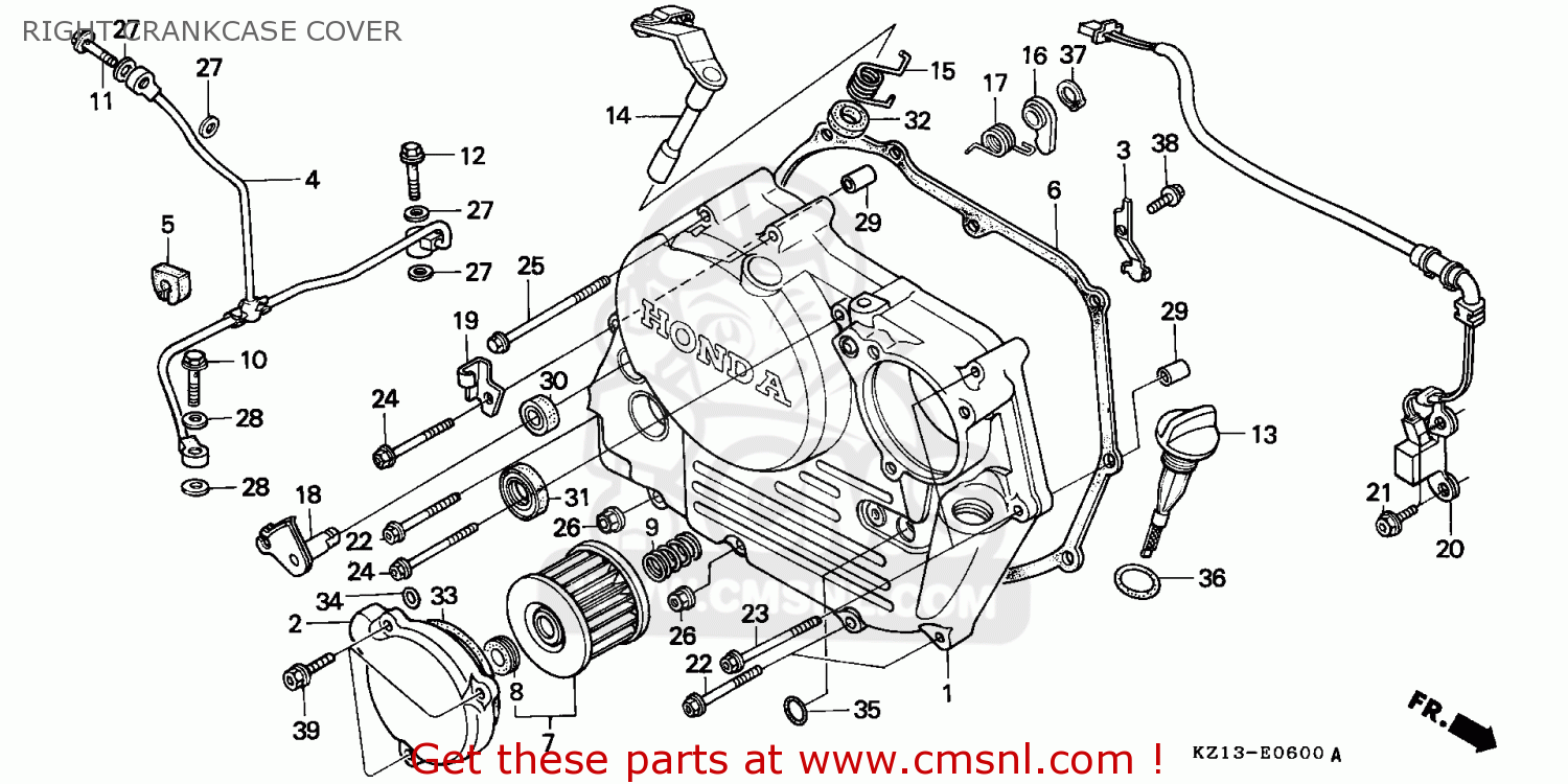 Honda XR250R 1993 (P) AUSTRALIA RIGHT CRANKCASE COVER - buy RIGHT ...