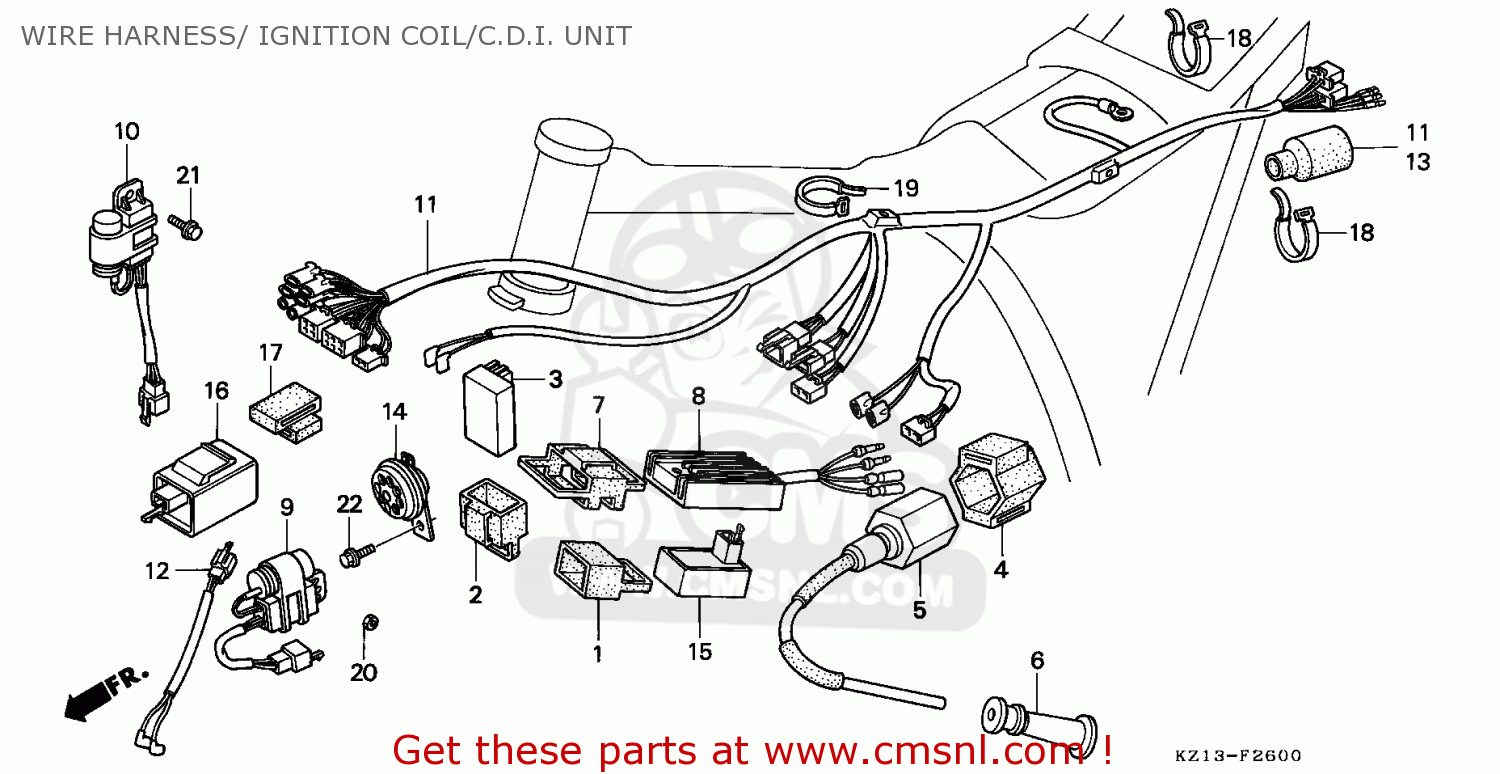 Honda XR250R 1994 (R) BELGIUM WIRE HARNESS/ IGNITION COIL ... suzuki 700 1994 wiring diagram 