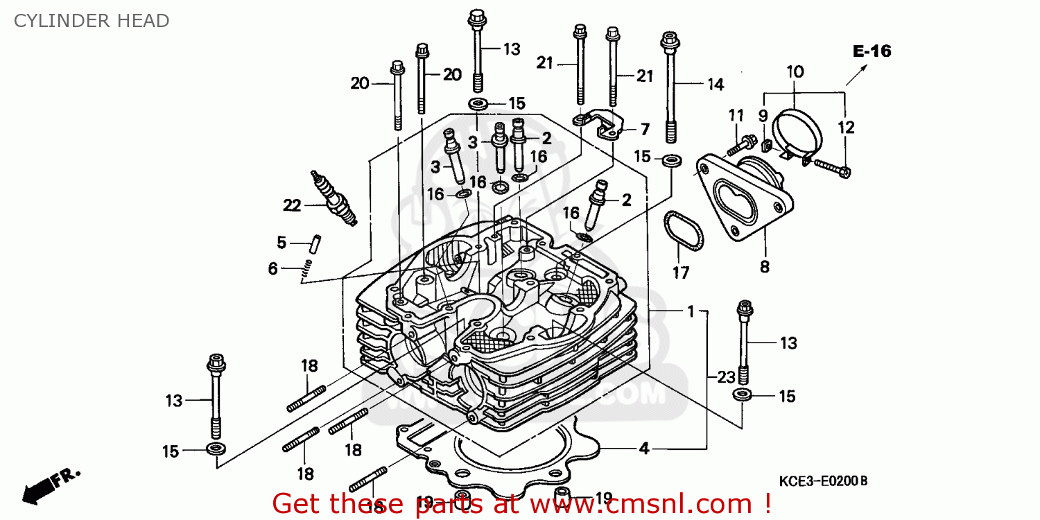 Honda XR250R 2000 (Y) AUSTRALIA / SSW CYLINDER HEAD - buy CYLINDER HEAD ...