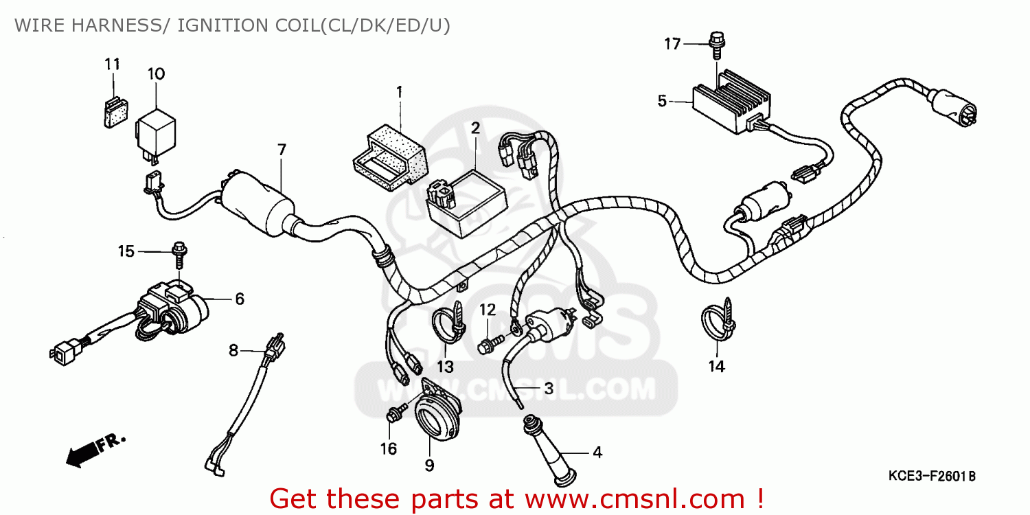 Honda XR250R 2000 (Y) AUSTRALIA / SSW WIRE HARNESS/ IGNITION COIL(CL/DK