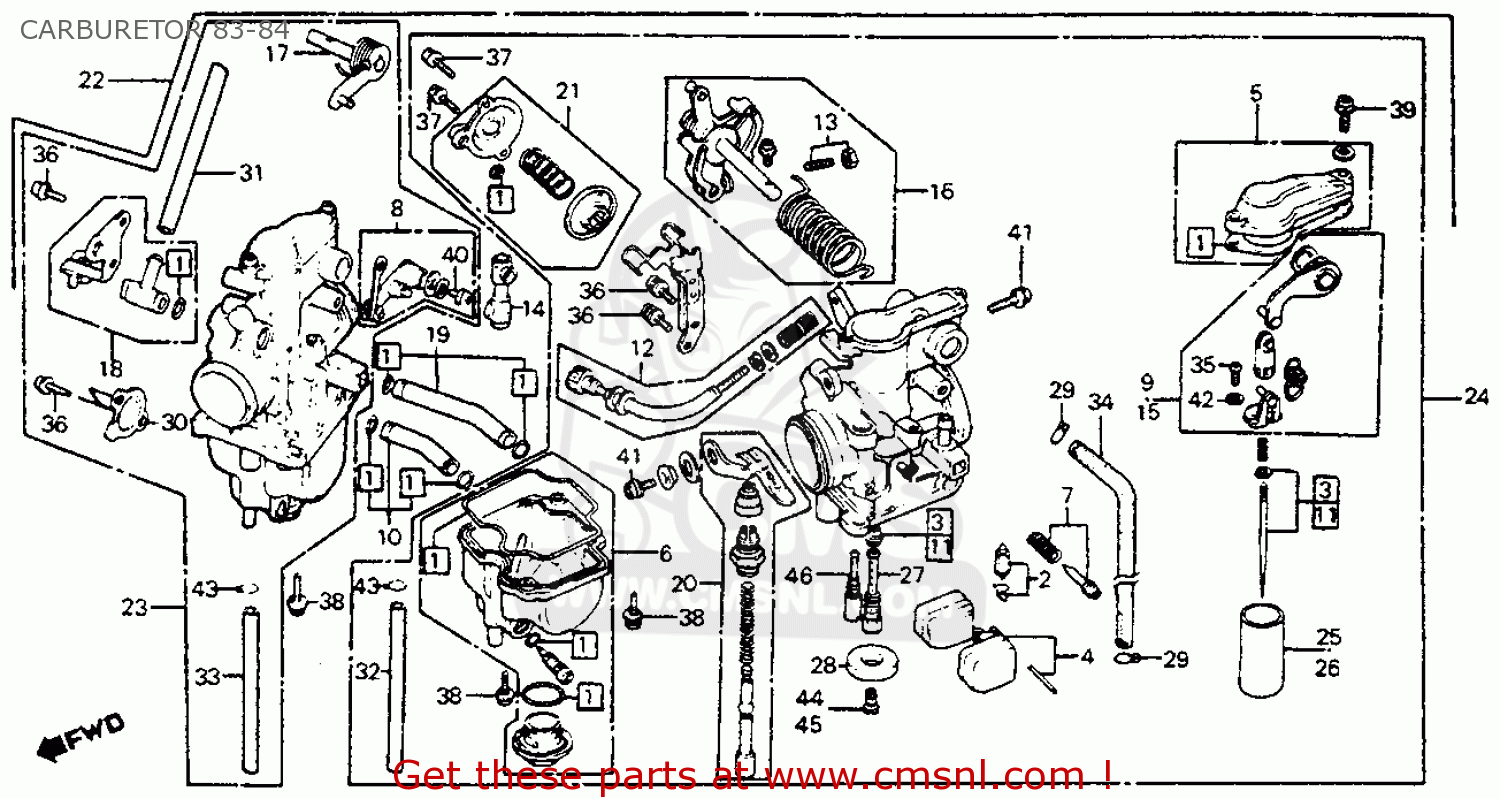 Honda Xr350r 1984 (e) Usa Carburetor 83-84 - schematic partsfiche