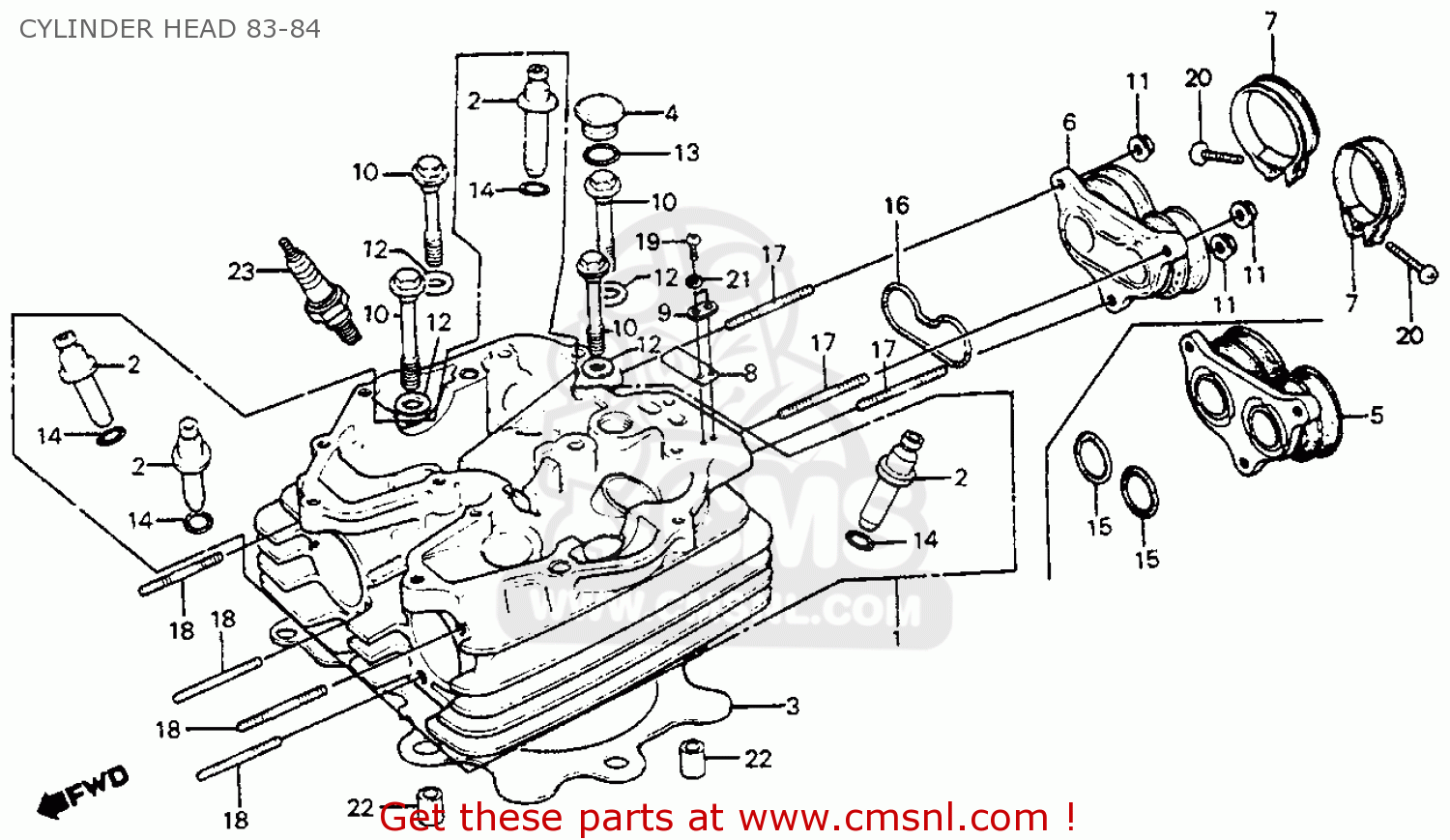 Honda Xr350r 1984 (e) Usa Cylinder Head 83-84 - schematic partsfiche