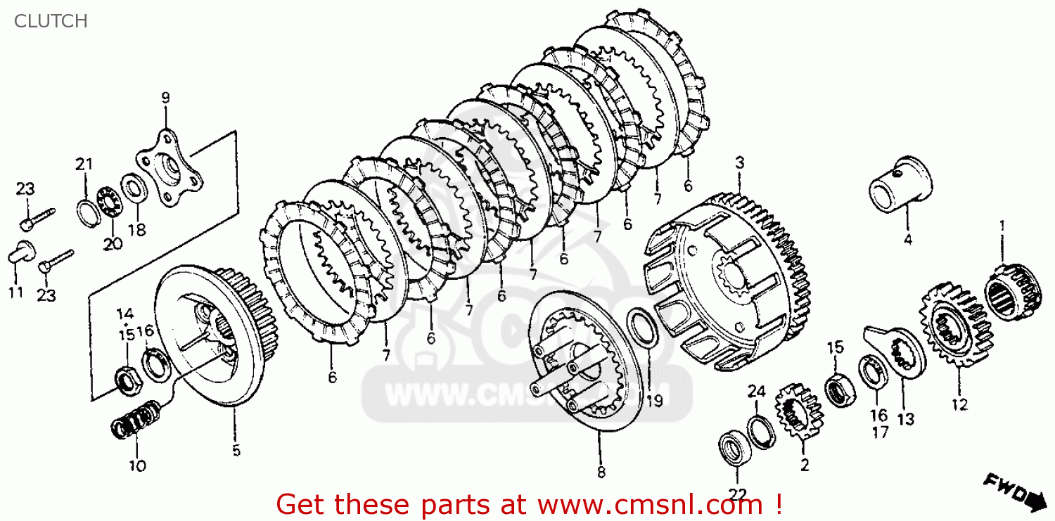 Honda Xr350r 1984 Usa Clutch - schematic partsfiche