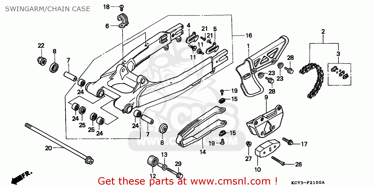 Honda XR400R 1996 (T) EUROPEAN DIRECT SALES SWINGARM/CHAIN CASE - buy