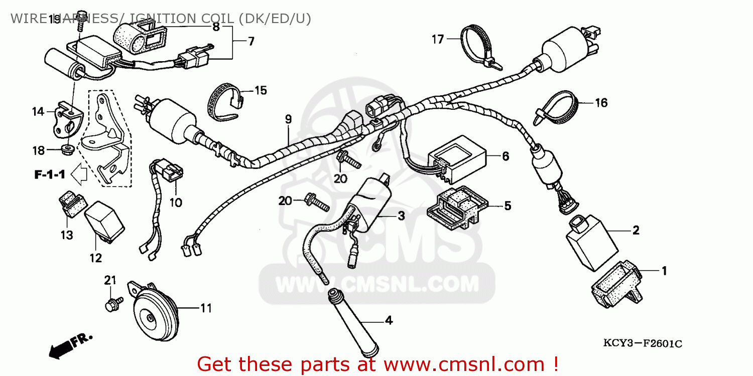 Honda XR400R 2000 (Y) AUSTRALIA WIRE HARNESS/ IGNITION COIL (DK/ED/U