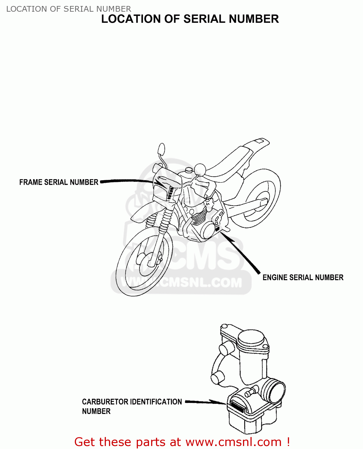 Honda XR400R 2004 (4) USA LOCATION OF SERIAL NUMBER buy LOCATION OF
