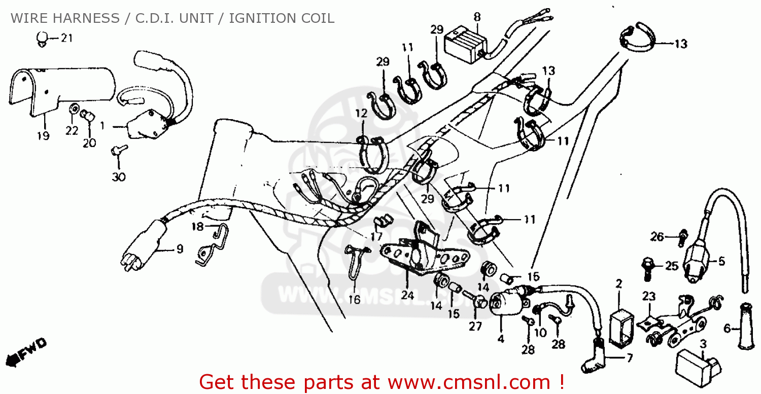 Honda XR500R 1984 (E) USA WIRE HARNESS / C.D.I. UNIT ... wiring harness diagram for tachometer 