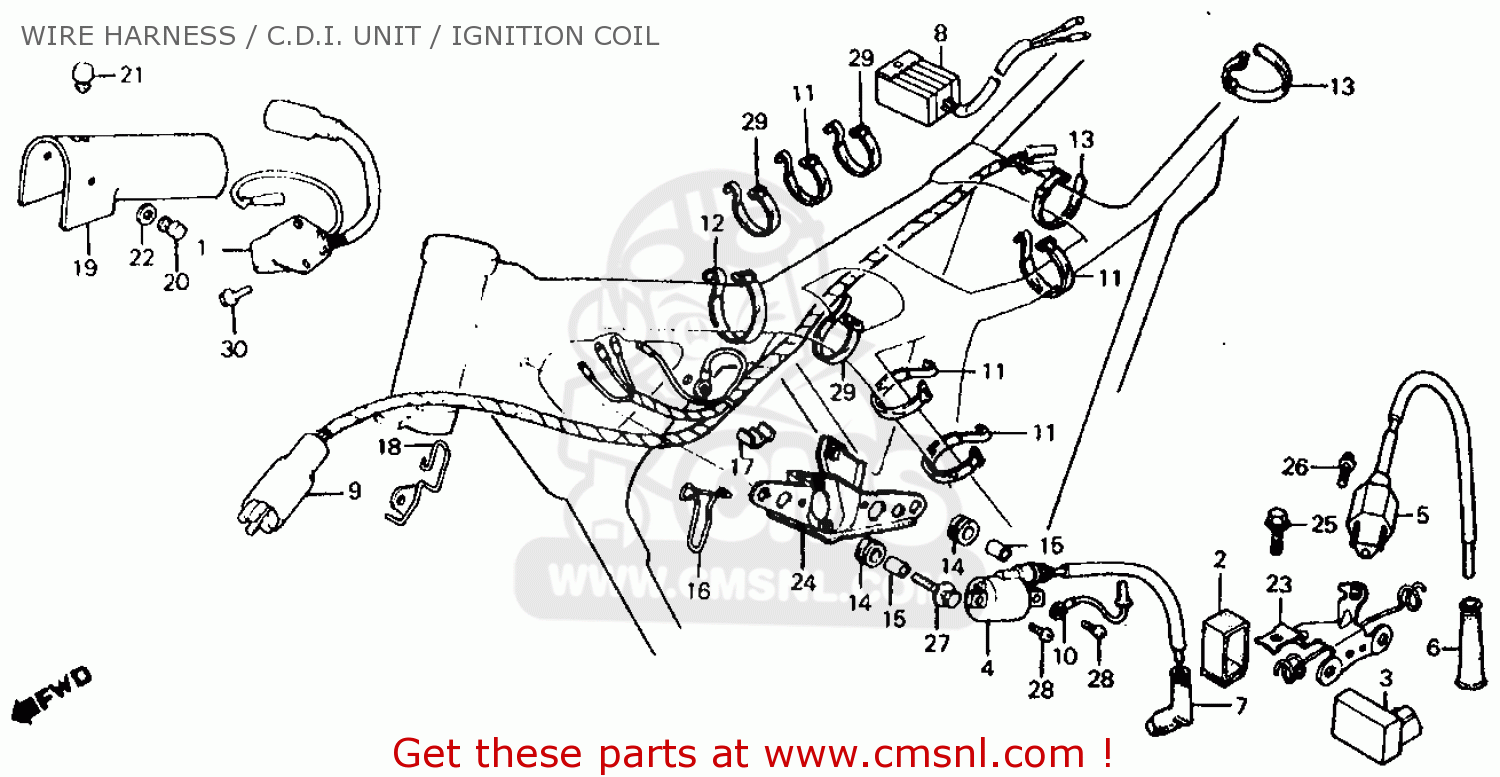 Honda XR500R 1984 (E) USA WIRE HARNESS / C.D.I. UNIT ... 95 honda atv engine diagram 