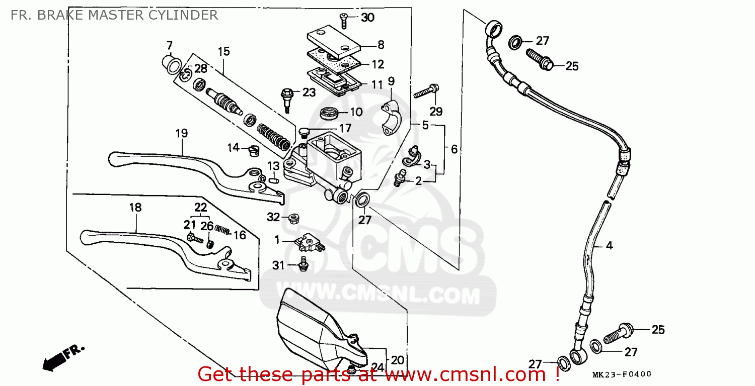 Honda XR600R 1985 (F) AUSTRALIA FR. BRAKE MASTER CYLINDER - buy FR ...