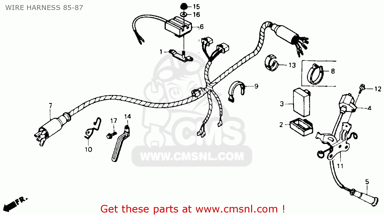 Honda XR600R 1987 (H) USA WIRE HARNESS 85-87 - buy WIRE HARNESS 85-87