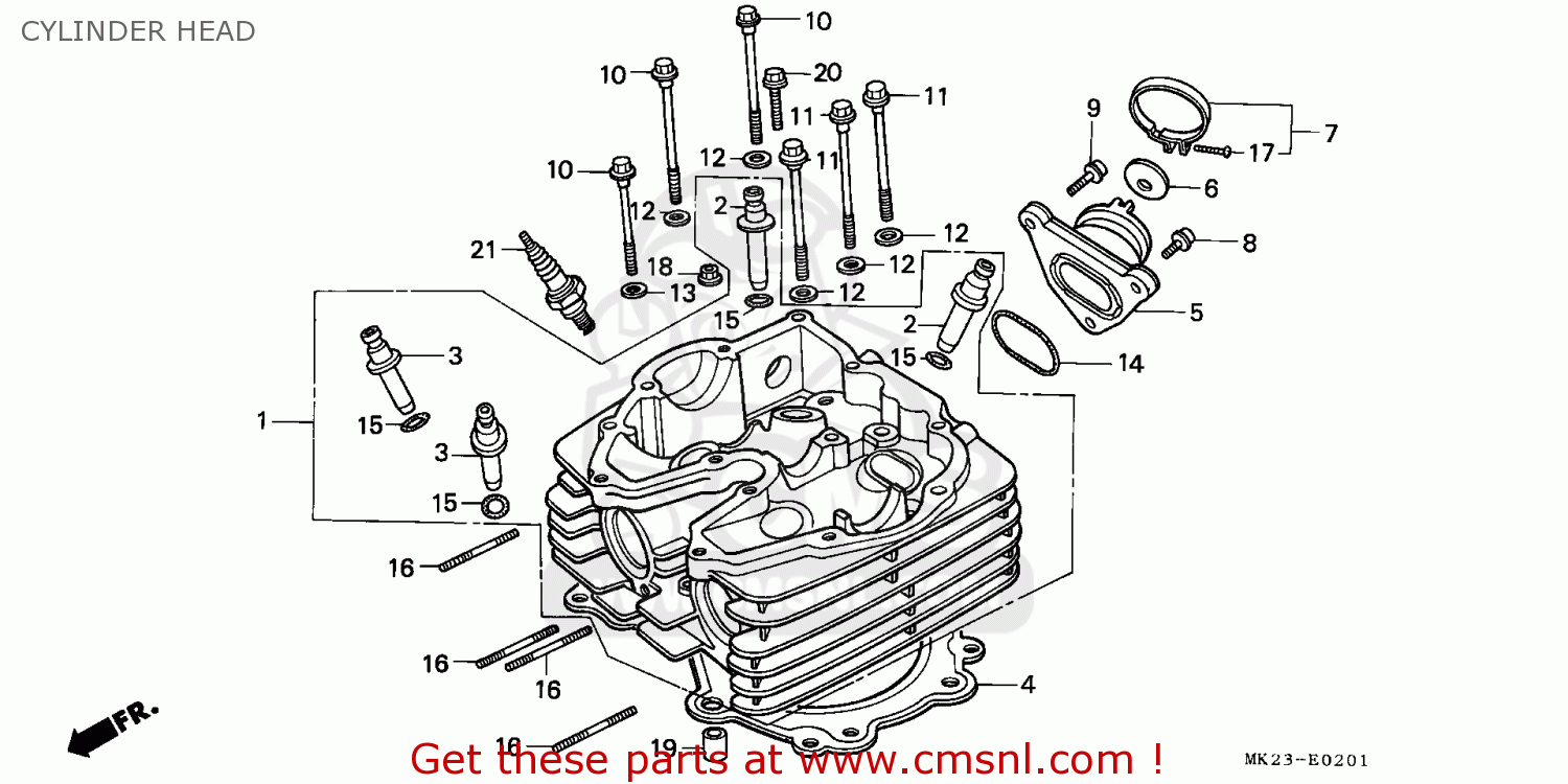 Honda XR600R 1990 (L) BELGIUM / 19P CYLINDER HEAD - buy CYLINDER HEAD ...