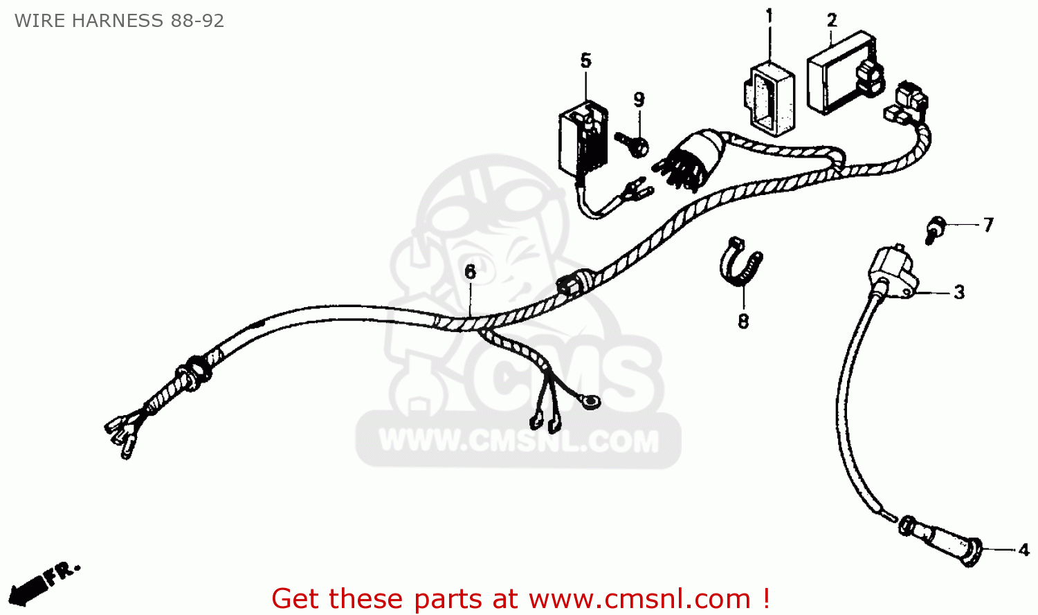Honda XR600R 1992 (N) USA WIRE HARNESS 88-92 - buy WIRE HARNESS 88-92