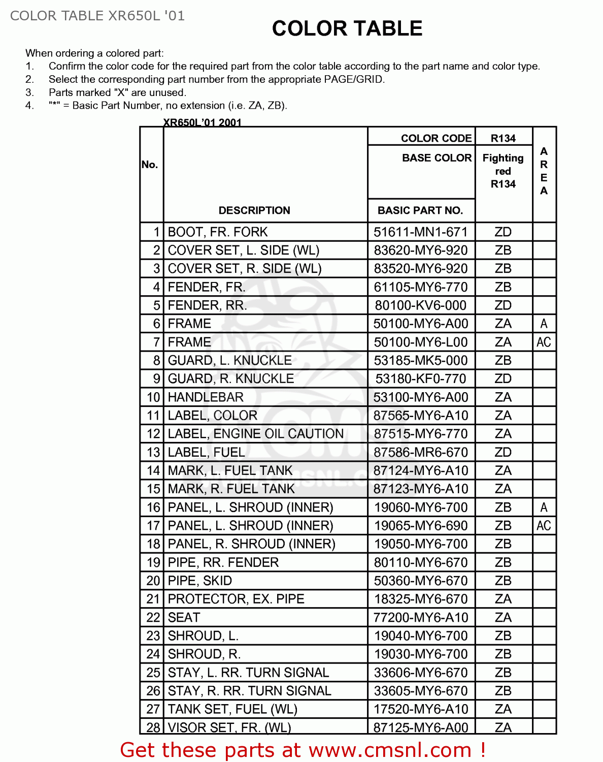 Honda XR650L 2002 (2) USA parts lists and schematics