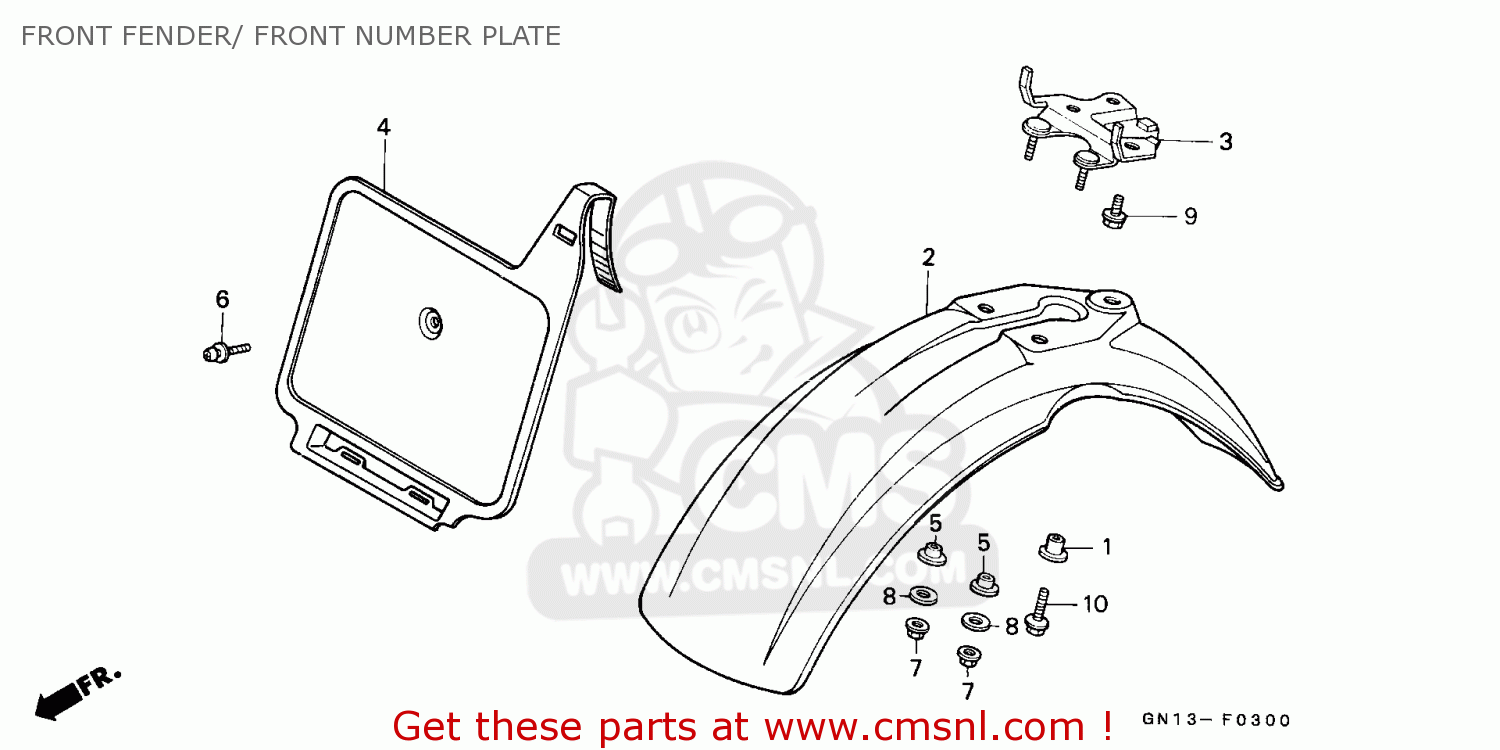 Honda XR80R 1986 (G) AUSTRALIA FRONT FENDER/ FRONT NUMBER PLATE - buy ...