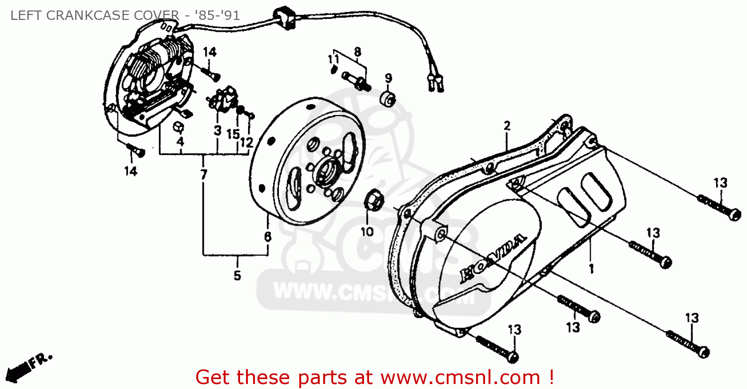 Honda XR80R 1986 (G) USA LEFT CRANKCASE COVER - '85-'91 - buy LEFT