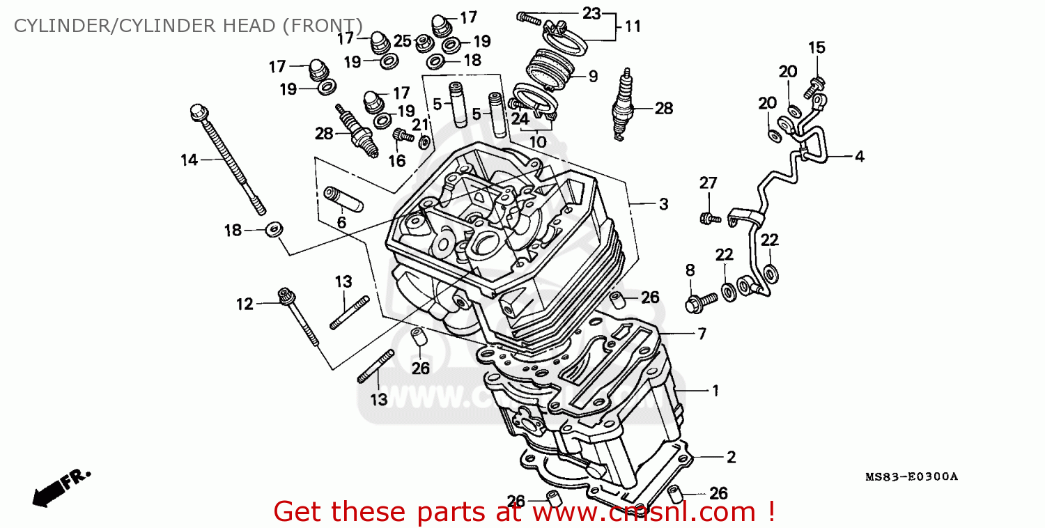 Honda XRV650 AFRICA TWIN 1988 (J) FRANCE CYLINDER/CYLINDER HEAD (FRONT