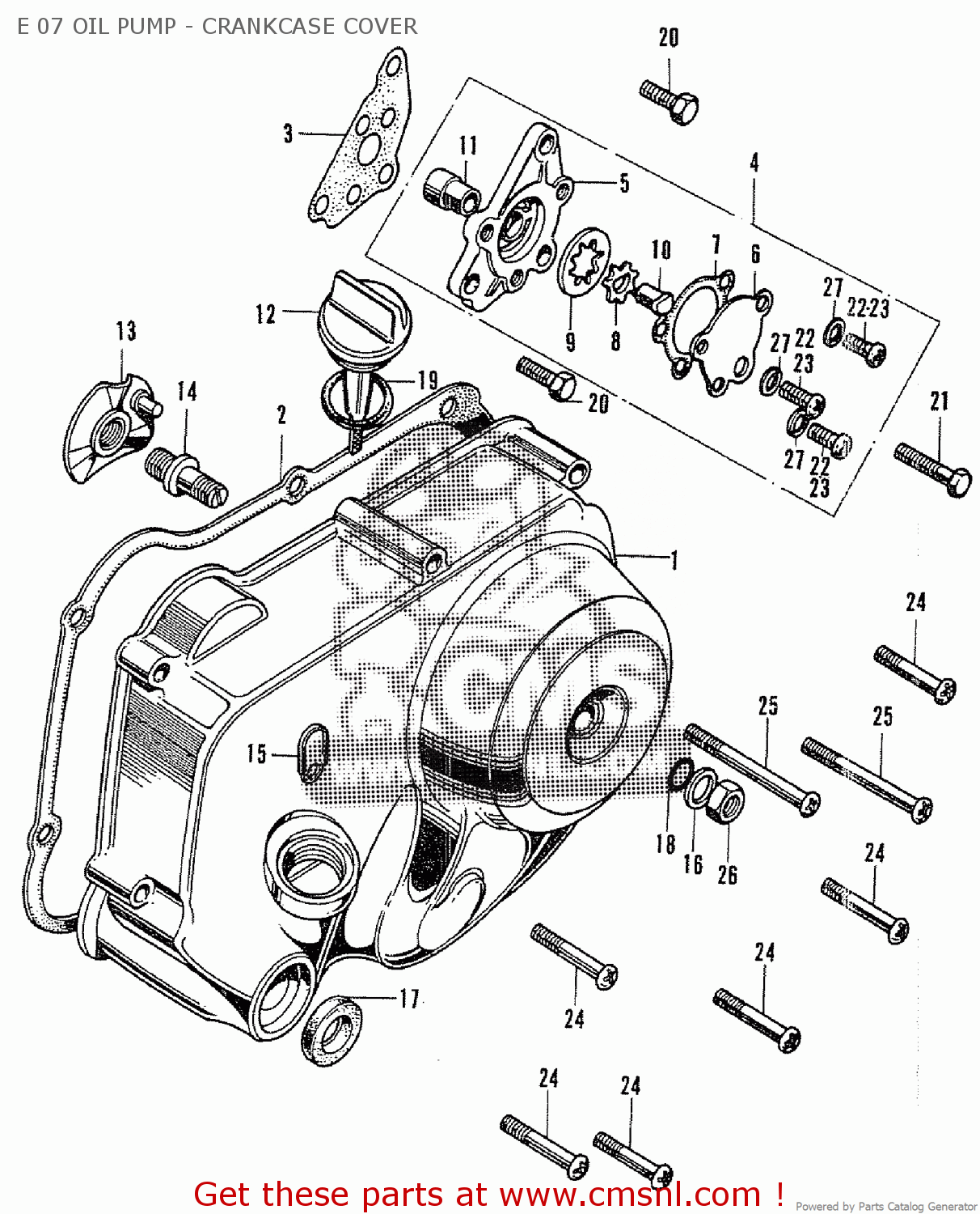 Honda Z50A FORMER MODEL U.S.A E 07 OIL PUMP - CRANKCASE COVER - buy E ...