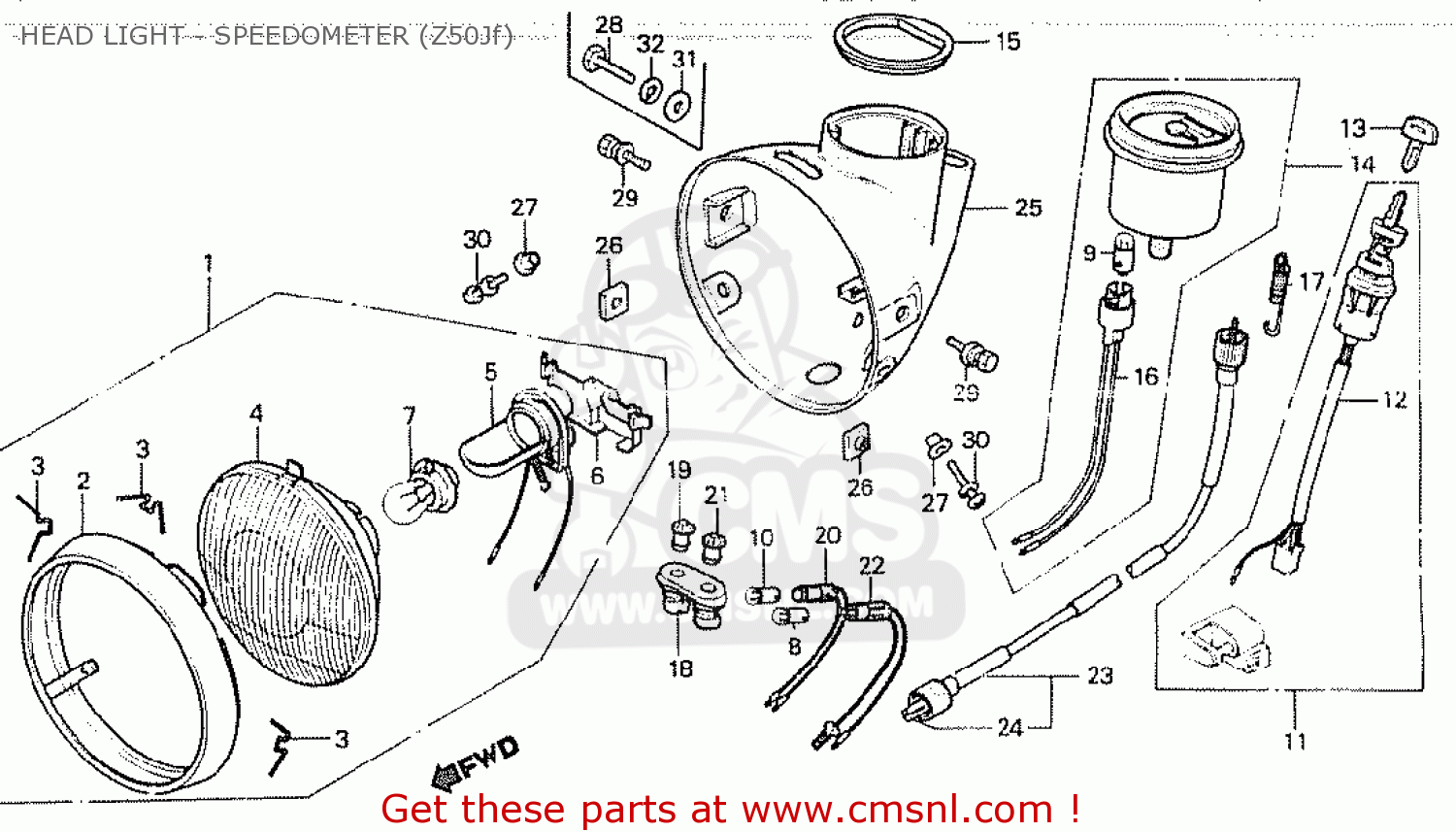 Honda Z50JF MONKEY GERMANY HEAD LIGHT - SPEEDOMETER (Z50Jf) - buy HEAD ...
