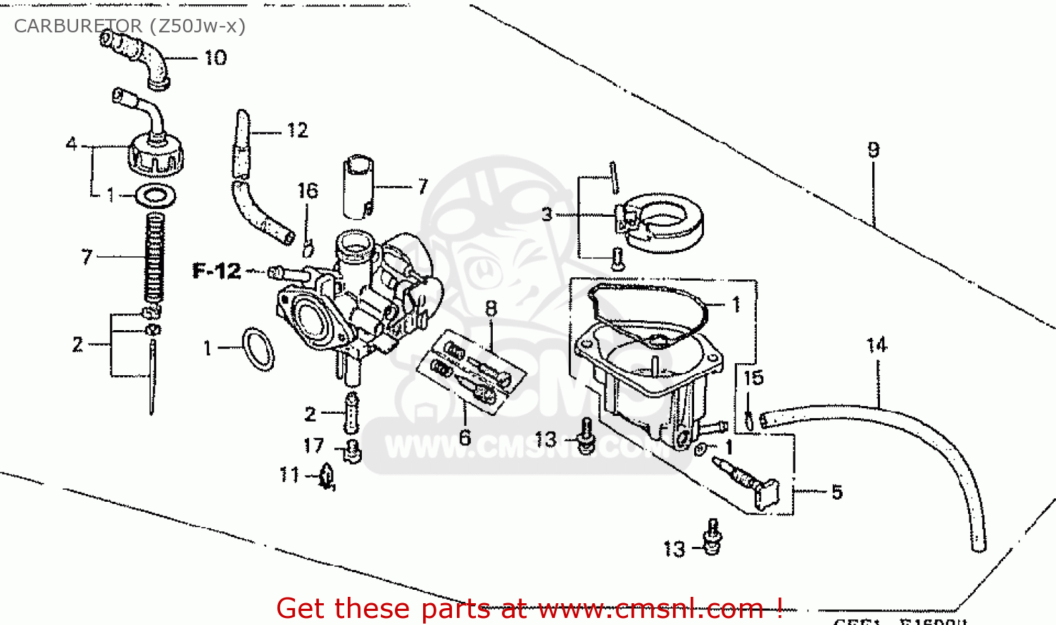 Honda Z50JX GORILLA JAPAN CARBURETOR (Z50Jw-x) - buy CARBURETOR (Z50Jw ...