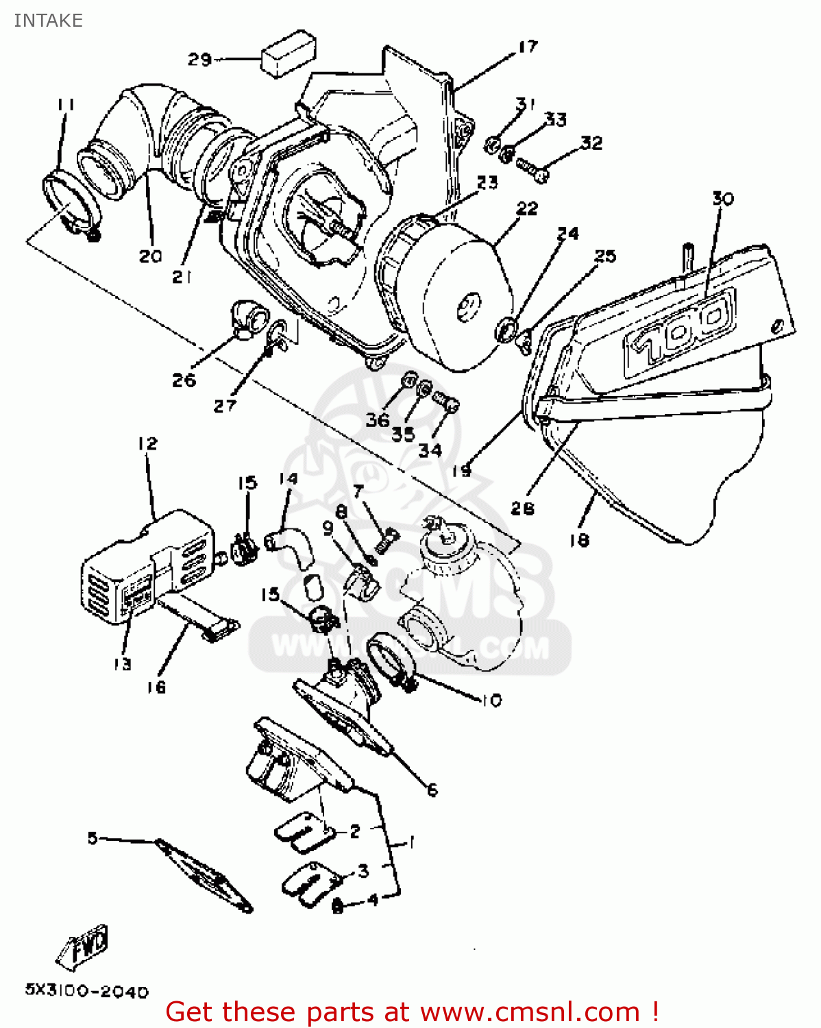 5X31445300: Joint, Air Cleaner 1 Yamaha - buy the 5X3-14453-00-00 at CMSNL