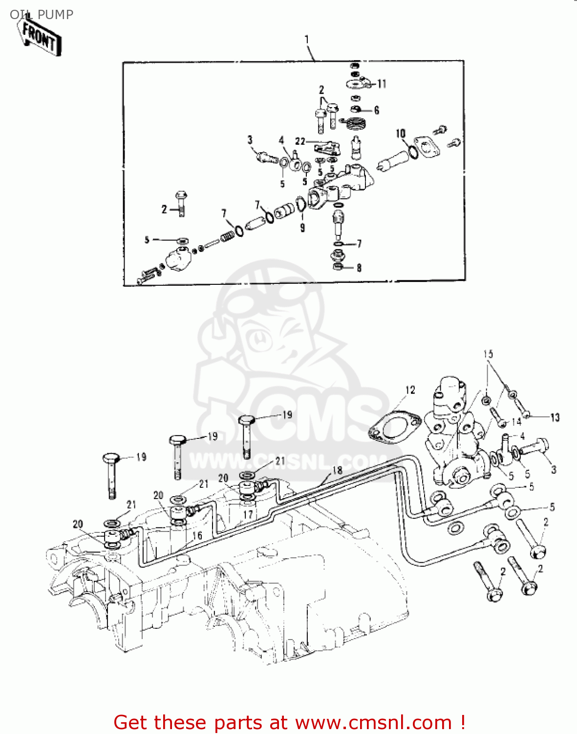 Kawasaki 1976 Kh250-a5 Oil Pump - schematic partsfiche