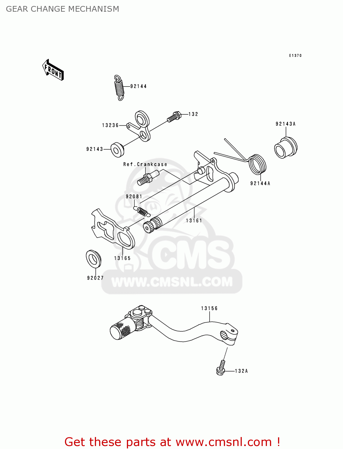 Kawasaki 1995 K2: Kx250 Gear Change Mechanism - schematic partsfiche