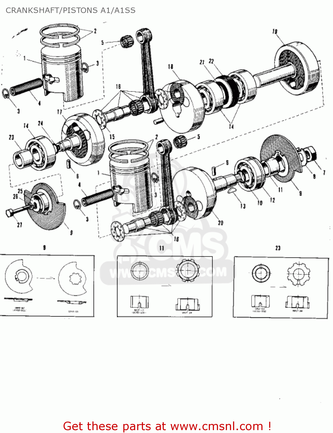 Kawasaki A1A SAMURAI 1970 EUROPE USA CRANKSHAFT/PISTONS A1/A1SS - buy